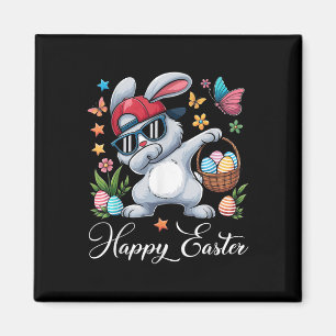 Dabbing Bunny Happy Easter Egg Hunting Toddler Kid Magnet