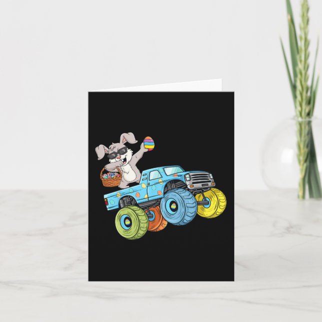 Dabbing Bunny Happy Easter Monster Truck Boys Girl Card (Front)