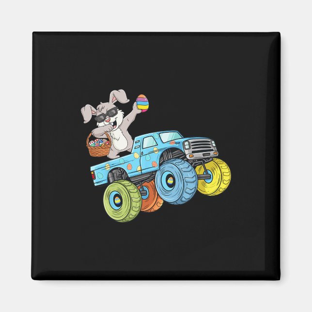 Dabbing Bunny Happy Easter Monster Truck Boys Girl Magnet (Front)