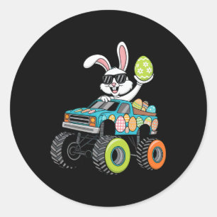 Dabbing Bunny Happy Easter Monster Truck Boys Mens Classic Round Sticker