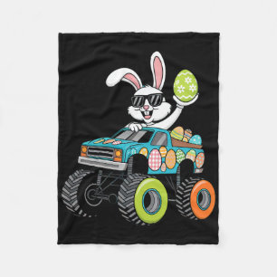 Dabbing Bunny Happy Easter Monster Truck Boys Mens Fleece Blanket