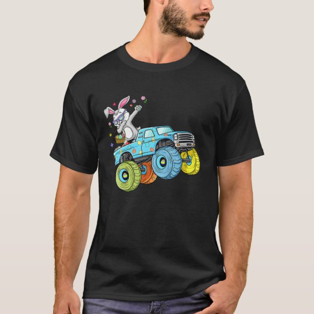 Dabbing Bunny Happy Easter Monster Truck  Kids Boy T-Shirt (Front)
