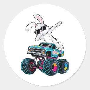 Dabbing Bunny Happy Easter Monster Truck Lovers Ki Classic Round Sticker
