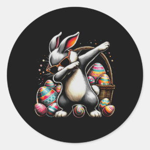 Dabbing Bunny Rabbit Happy Easter Egg Gift Kids Bo Classic Round Sticker