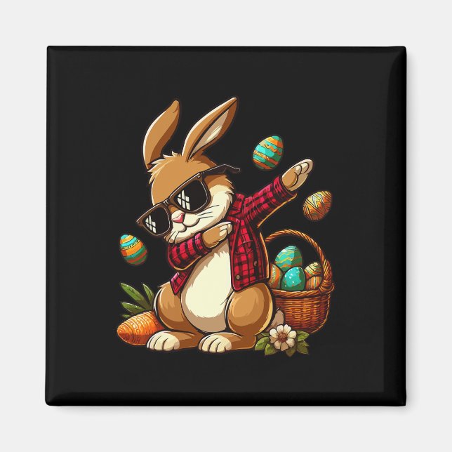 Dabbing Bunny Rabbit Happy Easter Eggs For Boys Gi Magnet (Front)