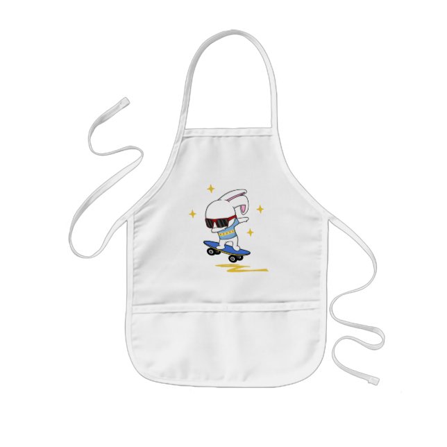 Dabbing Bunny Skateboard Hero Kids Apron (Front)