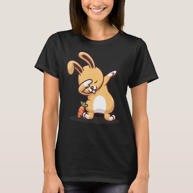 Dabbing Bunny with carrot T-Shirt (Front)