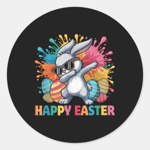 Dabbing Bunny With Sungles Happy Easter Day For Bo Classic Round Sticker