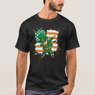 Dabbing C Retro American Flag Ireland St Patrick's T-Shirt