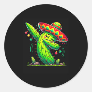 Dabbing cactus cinco de mayo boys kids men mexican classic round sticker