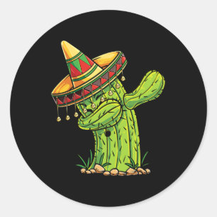 Dabbing Cactus T Shirt Cinco De Mayo Boys Kids Men Classic Round Sticker