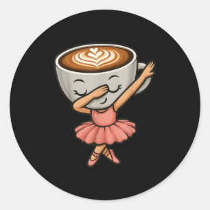 Dabbing Cappuccino Ballerina Cute Italian Brainrot Classic Round Sticker
