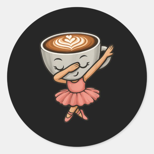 Dabbing Cappuccino Ballerina Cute Italian Brainrot Classic Round Sticker (Front)