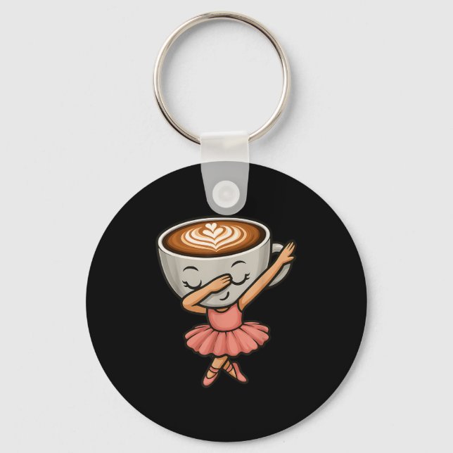 Dabbing Cappuccino Ballerina Cute Italian Brainrot Key Ring (Front)