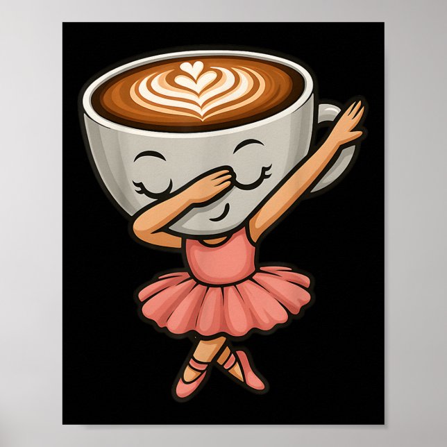 Dabbing Cappuccino Ballerina Cute Italian Brainrot Poster (Front)