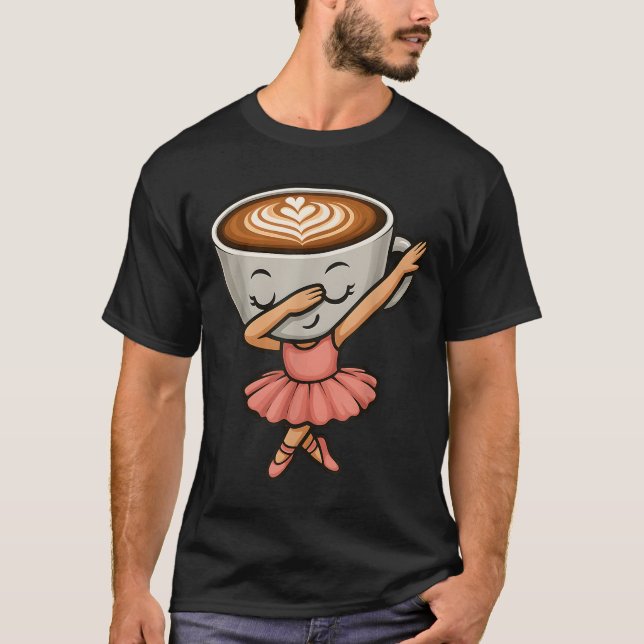 Dabbing Cappuccino Ballerina Cute Italian Brainrot T-Shirt (Front)