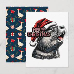 Dabbing Capybara Christmas Santa – Funny Holiday Postcard
