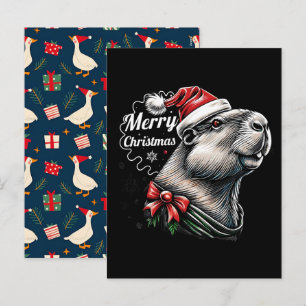 Dabbing Capybara Christmas Santa – Funny Holiday  Postcard