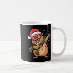 Dabbing Capybara Christmas Santa Hat Funny Holiday Coffee Mug