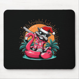 Dabbing Cat Christmas In July Hawaiian Flamingo Xm Mouse Pad