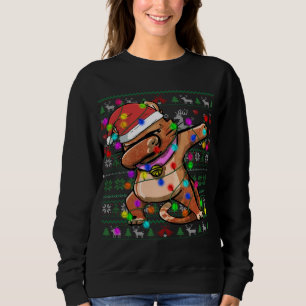 Dabbing Cat Fairy Lights Ugly Christmas Sweater