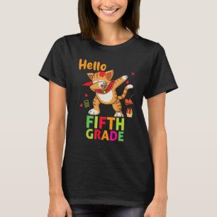 Dabbing Cat Hello Fifth Grade First Day Of School T-Shirt