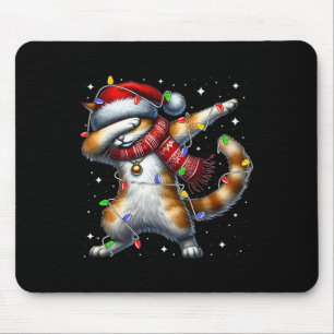 Dabbing Cat Santa Hat Christmas Lights Women Men K Mouse Pad