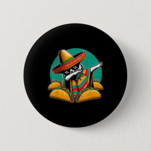 Dabbing Cat Tacos Mexican Poncho Sombrero Cinco De 6 Cm Round Badge