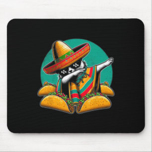 Dabbing Cat Tacos Mexican Poncho Sombrero Cinco De Mouse Pad