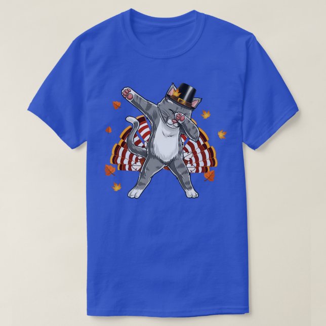 Dabbing Cat Thanksgiving Day Cat Pilgrim Boys Kids T-Shirt (Design Front)