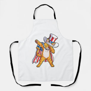 Dabbing Cat Uncle Sam T shirt 4th of July Kids Boy Apron