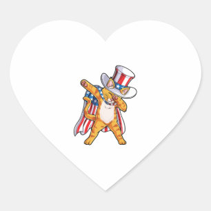 Dabbing Cat Uncle Sam T shirt 4th of July Kids Boy Heart Sticker