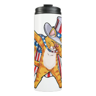 Dabbing Cat Uncle Sam T shirt 4th of July Kids Boy Thermal Tumbler