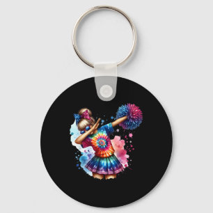 Dabbing Cheer Cheerleader Pom Poms Tie Dye Cheerle Key Ring