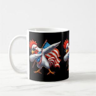 Dabbing Chicken Rooster Sungles 4th Of July Americ Coffee Mug