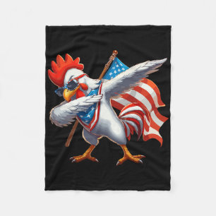 Dabbing Chicken Rooster Sungles 4th Of July Americ Fleece Blanket