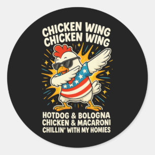 Dabbing Chicken Wing Chicken Wing Hot Dog And Lone Classic Round Sticker