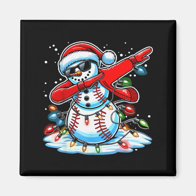 Dabbing Christmas Baseball Snowman Boys Baseball W Magnet (Front)