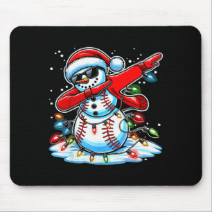 Dabbing Christmas Baseball Snowman Boys Baseball W Mouse Pad