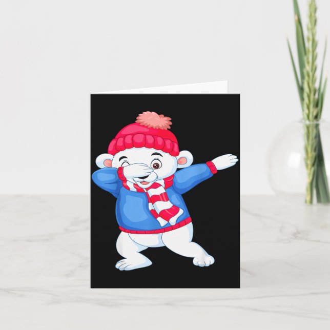 Dabbing Christmas Lar Bear Xmas Dab Kids Boys Girl Card (Front)