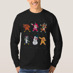 Dabbing Christmas Santa Claus Elf Reindeer Friends T-Shirt
