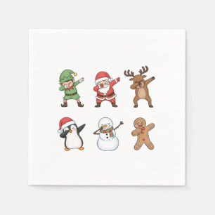 Dabbing Christmas Santa Penguin Rudolph Snowman Napkin