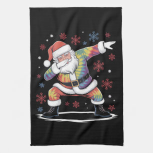 Dabbing Christmas Santa Ugly Christmas Xmas Tea Towel