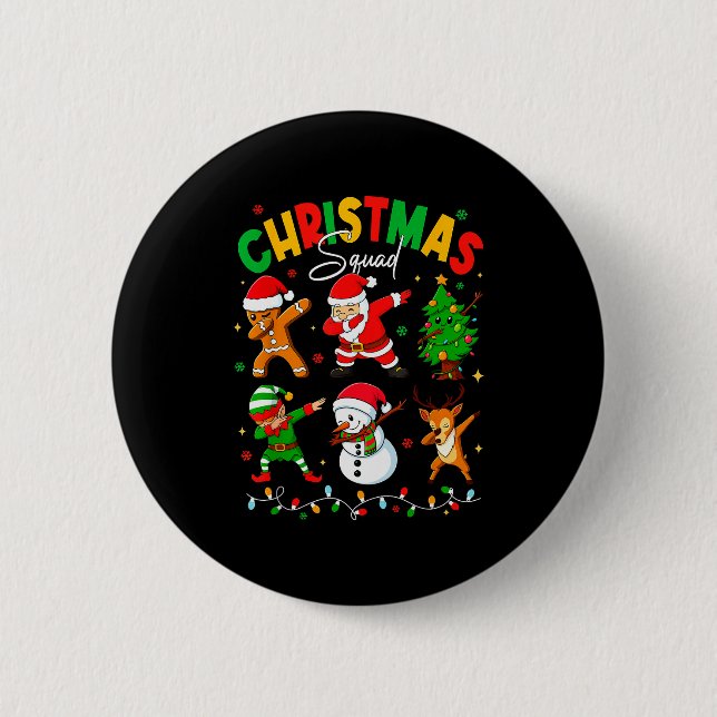 Dabbing Christmas Squad Santa Elf Family Matching  6 Cm Round Badge (Front)