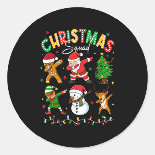 Dabbing Christmas Squad Santa Elf Family Matching  Classic Round Sticker
