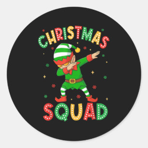 Dabbing Christmas Squad Santa Elf Family Matching  Classic Round Sticker