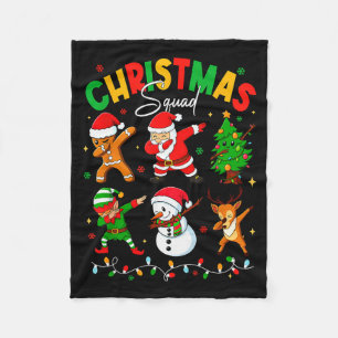 Dabbing Christmas Squad Santa Elf Family Matching Fleece Blanket