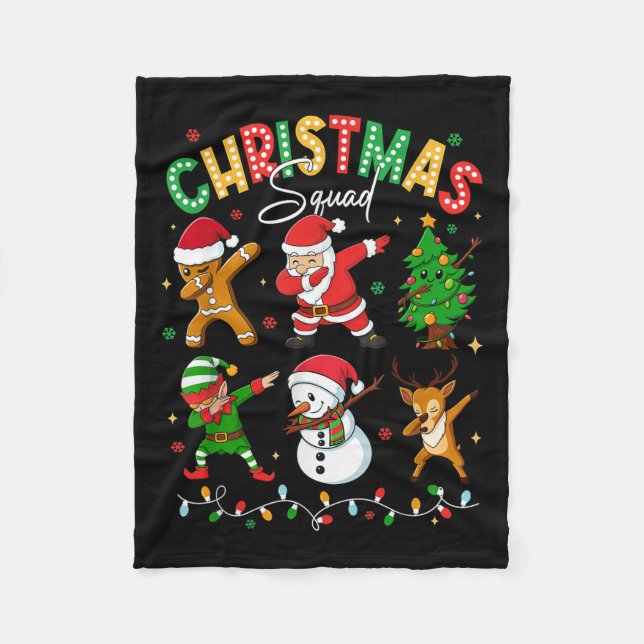 Dabbing Christmas Squad Santa Elf Family Matching  Fleece Blanket (Front)