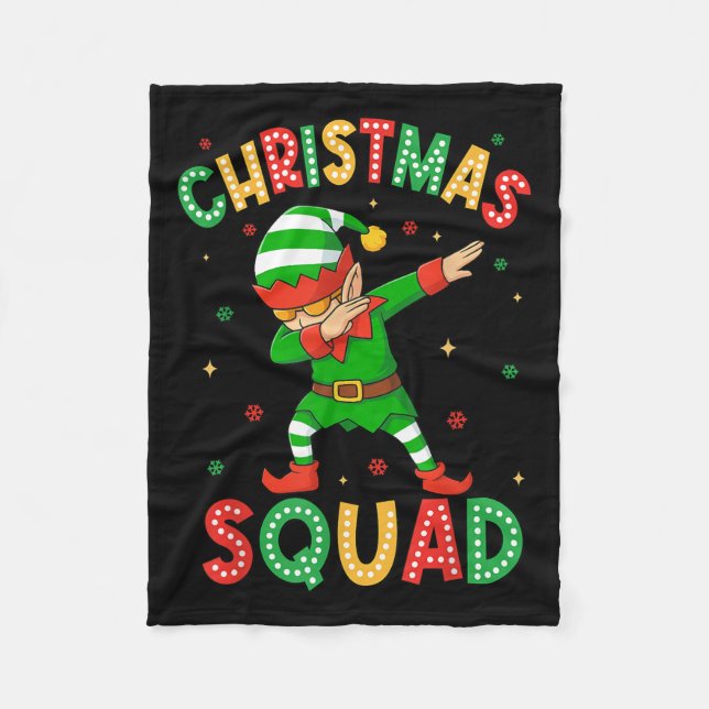 Dabbing Christmas Squad Santa Elf Family Matching  Fleece Blanket (Front)