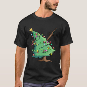 Dabbing Christmas Tree Dabbing w Santa Hat Twinkle T-Shirt